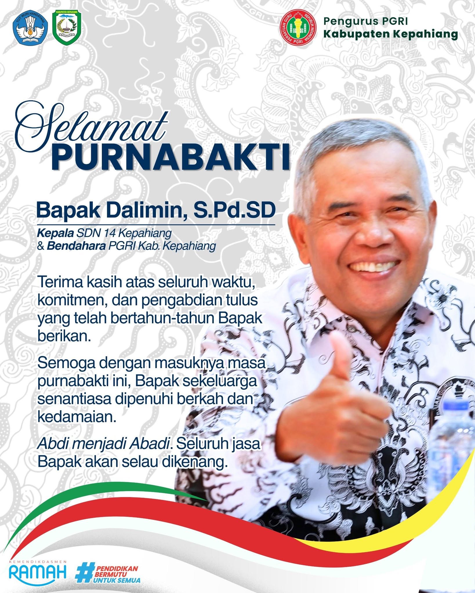 PGRI Kabupaten Kepahiang Sampaikan Penghargaan dan Terima Kasih kepada Bapak Dalimin yang Memasuki Masa Purnabakti